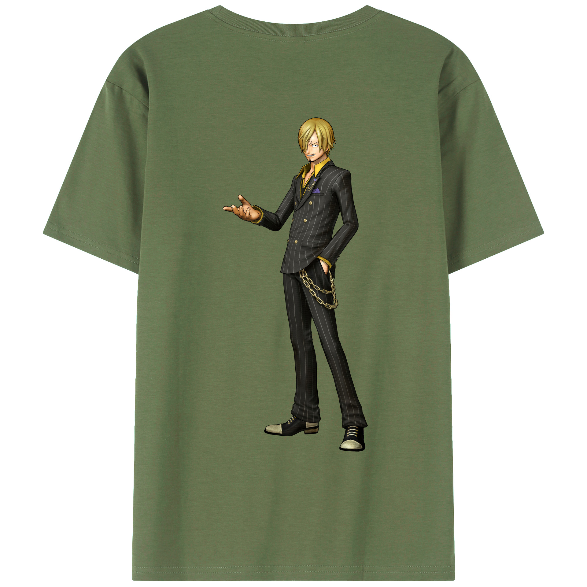 （画像用） ワンピース サンジ ONE PIECE Sanji 綿100％ メンズ半袖Tシャツ（バックプリント） 通気性